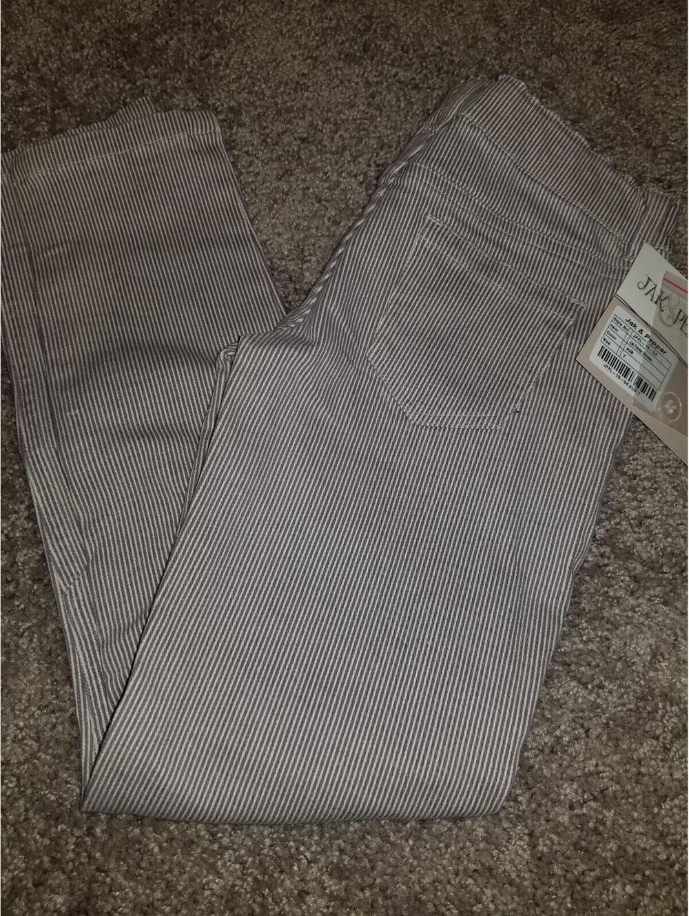 NWT Boutique Jak & Peppar Girls Gray Striped Jeans 7